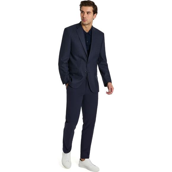 NWT Michael Kors Men’s Twill Kent Classic Fit Navy Check Suit/Blazer sz 46S - Picture 2 of 7
